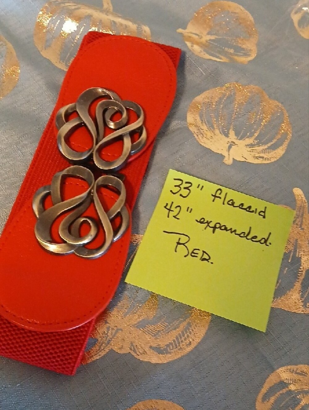 Red Women's Elastic Belt with Decorative Silver Knot Buckle